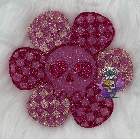 Checkered Flower Skull Freshie