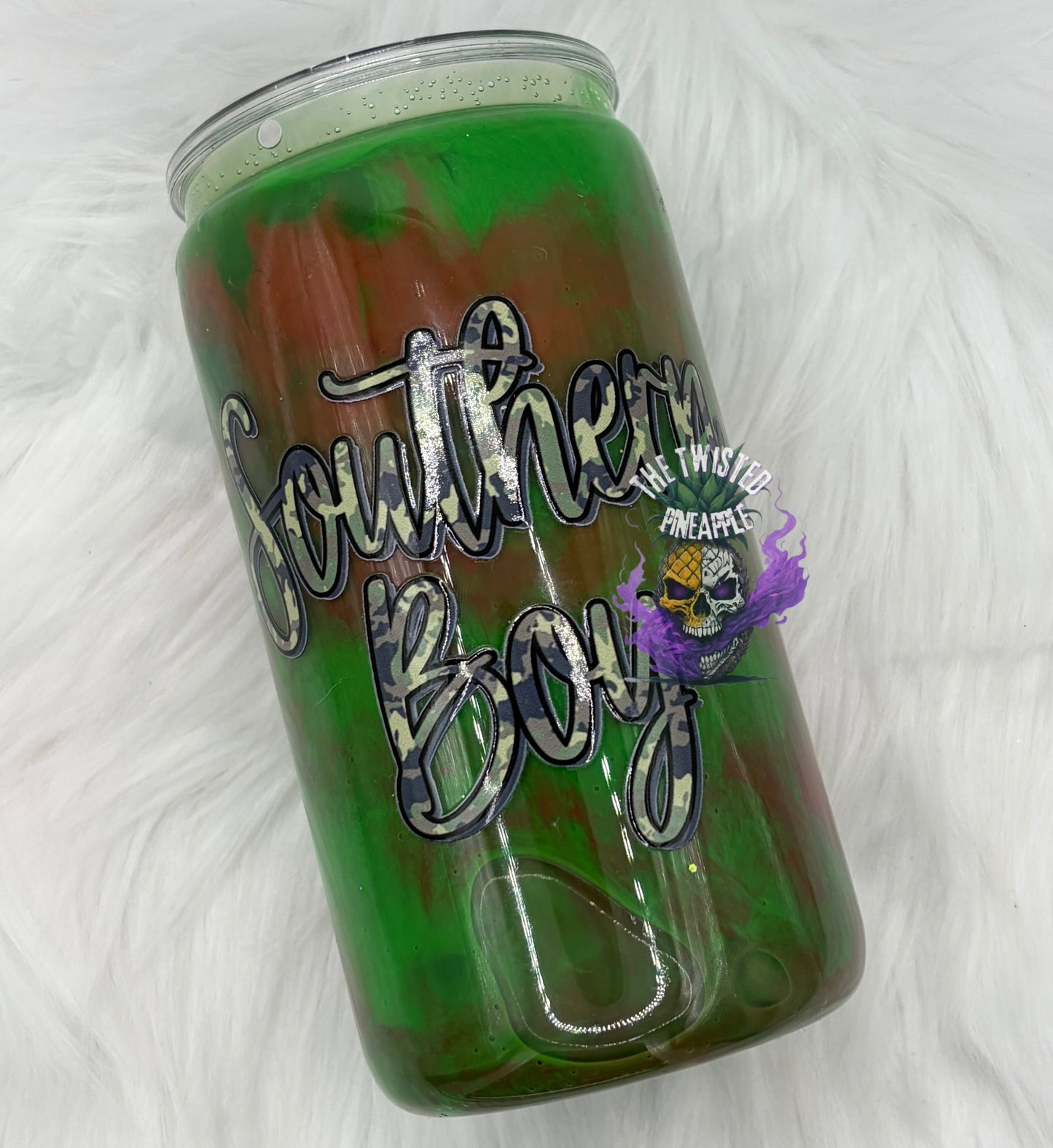 16oz Snowglobe Acrylic Tumbler Paint Cup (Southern Boy)