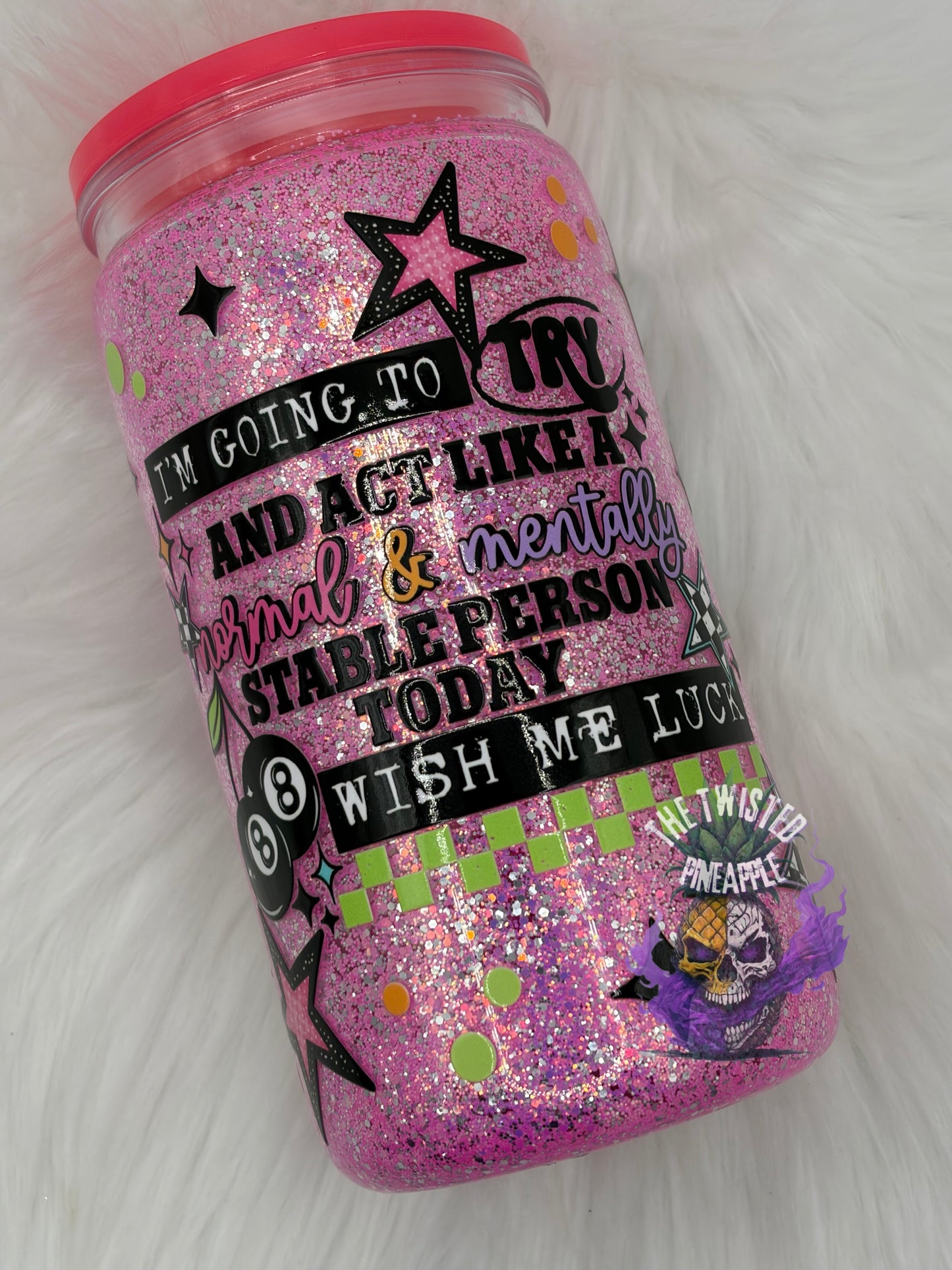 16oz Dry Snowglobe Acrylic Tumbler (Wish Me Luck)