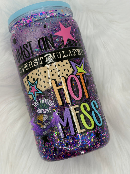 16oz Snowglobe Acrylic Tumbler (Overstimulated Hot Mess) TJ CREATION