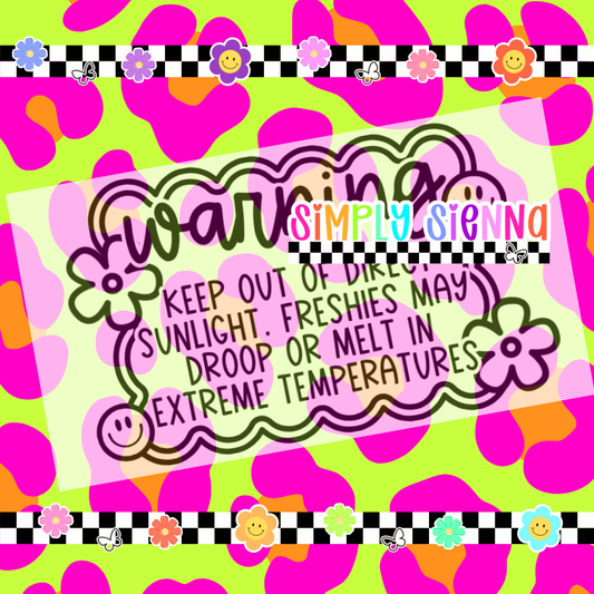 2.25X1.25 Warning Label Groovy Smileys & Flowers - DOWNLOAD