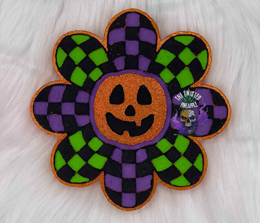 Checkered Pumpkin Flower Freshie